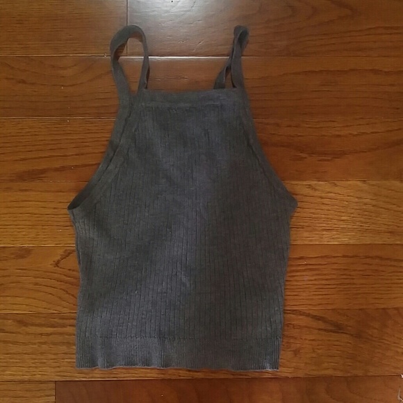 L.A. HEARTS Grey Ribbed Cropped Tank - Picture 2 of 4